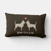Coussin Rectangle Chiens de mariage de Chihuahuas avec texte (Verso)