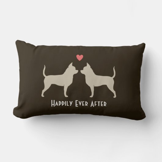 Coussin Rectangle Chiens de mariage de Chihuahuas avec texte (Recto)