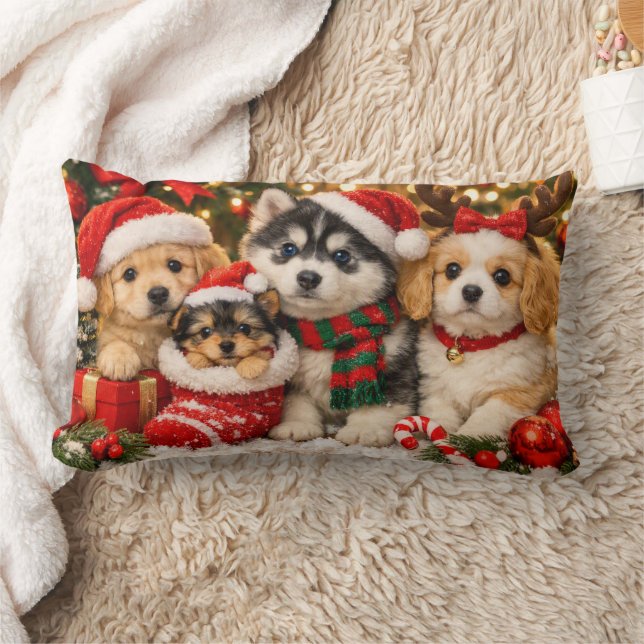 Coussin Rectangle Chiens de Noël (Couverture)