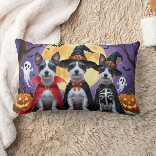 Coussin Rectangle Chiens de Rat Terrier Citrouille Halloween Funny (Couverture)