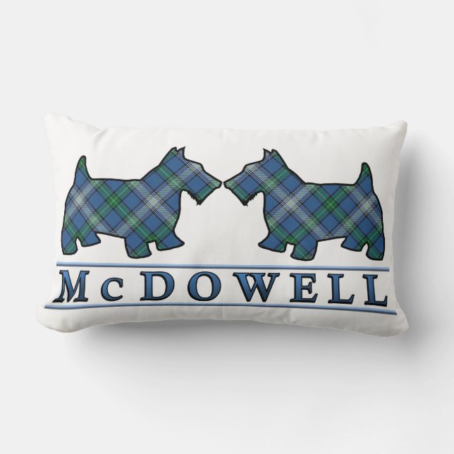 Coussin Rectangle Chiens écossais du Clan McDowell Tartan (Recto)