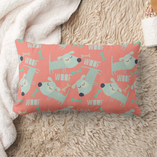 Coussin Rectangle Chiens et os de Woof (Couverture)