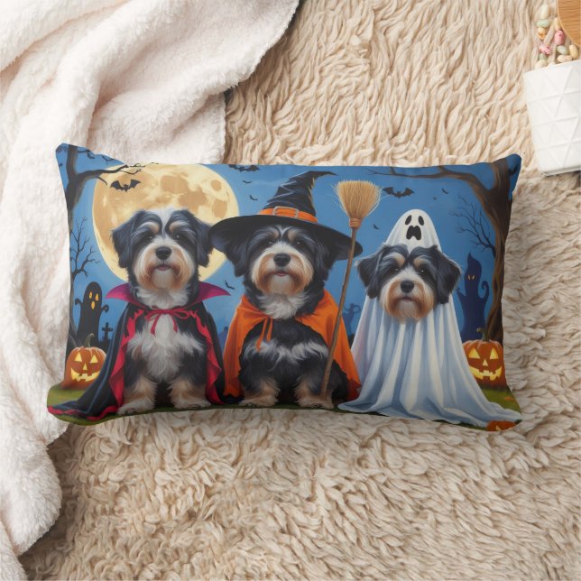 Coussin Rectangle Chiens Havanais Citrouille Halloween drôle (Couverture)