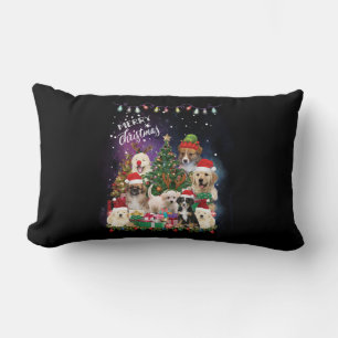 Coussin Rectangle Chiens Joyeux Noël Lumière