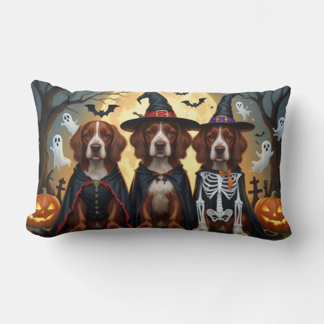 Coussin Rectangle Chiens rouges irlandais Citrouille Halloween Funny (Recto)