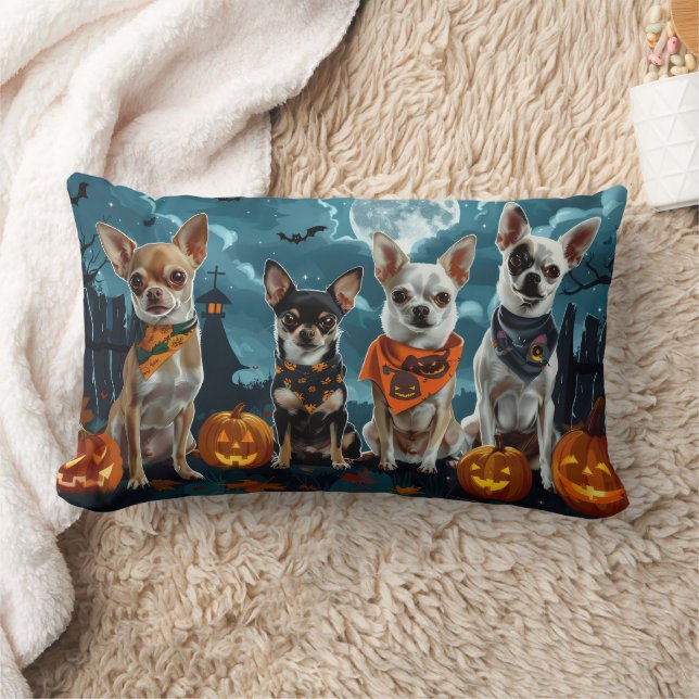 Coussin Rectangle Chihuahua Halloween Épouvantable (Couverture)