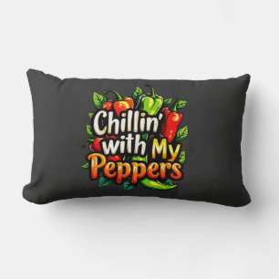 Coussin Rectangle Chillin' avec mes poivrons - Graphisme chili color