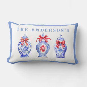 Coussin Rectangle Chinoiserie Ginger Jar Avec Bow Rouge