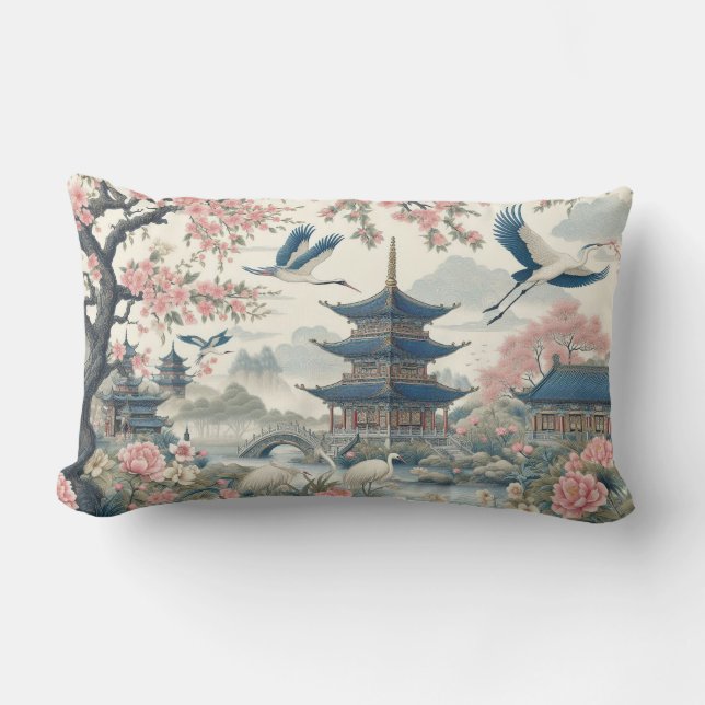 Coussin Rectangle chinoiserie pittoresque (Recto)