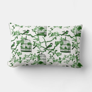 Coussin Rectangle Chinoiserie verte et blanche classique