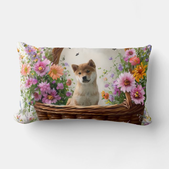 Coussin Rectangle Chiot de Shiba Inu (Recto)