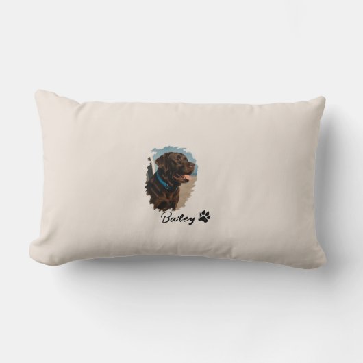 Coussin Rectangle Chocolat mignon Labrador Chien - Bailey | Cadeau p (Recto)