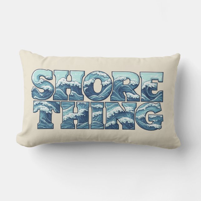 Coussin Rectangle Chose de la Côte | Vagues de l'Océan Bleu Rétro Gr (Recto)