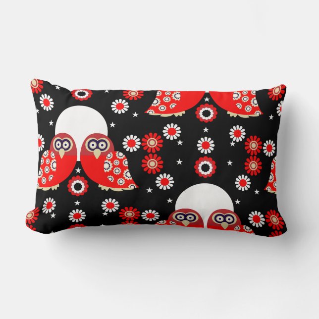 Coussin Rectangle Chouette d'art populaire (Recto)