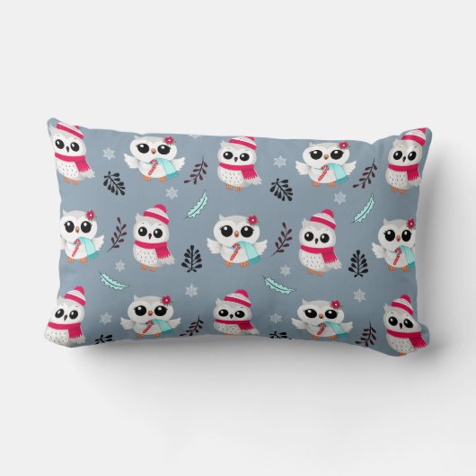 Coussin Rectangle Chouettes d'hiver (Verso)