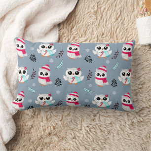 Coussin Rectangle Chouettes d'hiver