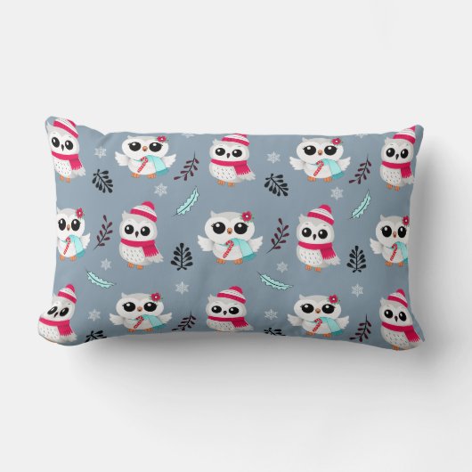 Coussin Rectangle Chouettes d'hiver (Recto)