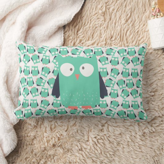 Coussin Rectangle Chouettes lunaires turquoises (Couverture)
