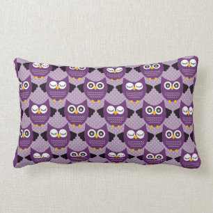Coussin Rectangle Chouettes pourpres