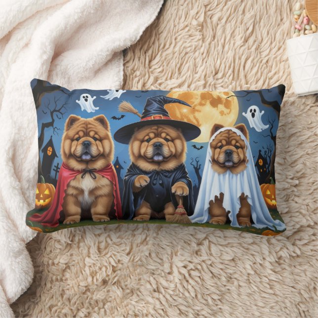 Coussin Rectangle Chow Chow Chien Citrouille Halloween drôle (Couverture)