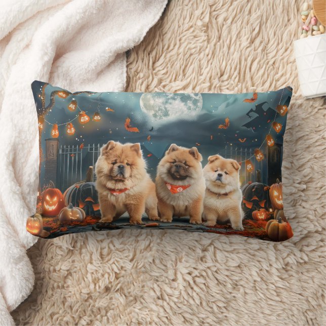 Coussin Rectangle Chow Chow Halloween Éffrayant (Couverture)