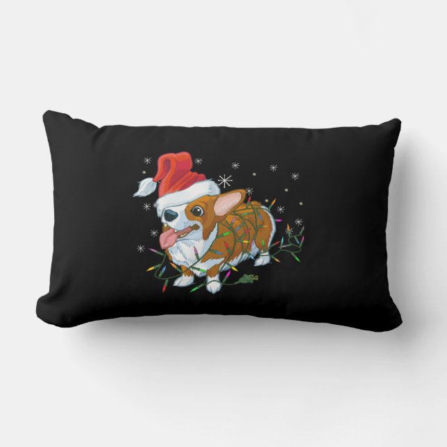 Coussin Rectangle Christmas Corgi (Recto)