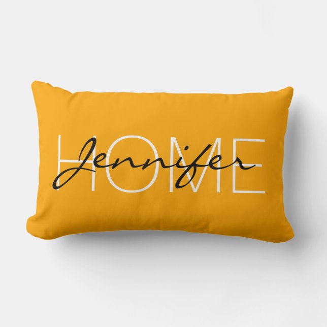 Coussin Rectangle Chrome jaune couleur maison monogramme (Recto)