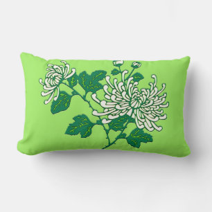 Coussin Rectangle Chrysanthèmes d'araignée chinois - blanc crémeux
