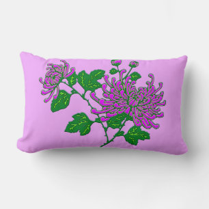 Coussin Rectangle Chrysanthèmes d'araignée chinois - lavande