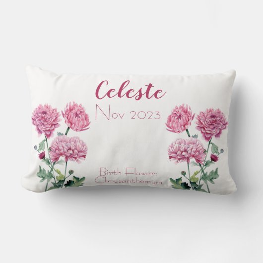 Coussin Rectangle Chrysanthemum Novembre Fleur de naissance (Recto)