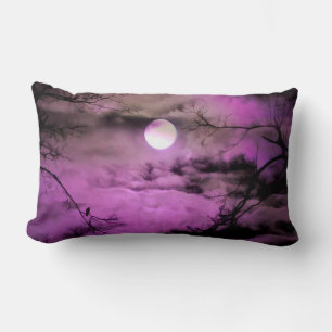 Coussin Rectangle Ciel Violet Lit Par La Pleine lune