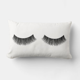 Coussin Rectangle Cils noirs sur fond blanc