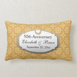 Coussin Rectangle cinquantième Or Z05 d'anniversaire de mariage