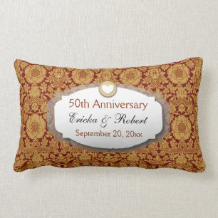 Coussin Rectangle cinquantième Or Z14 d'anniversaire de mariage