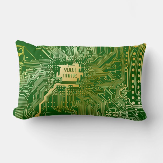 Coussin Rectangle Circuit Monogramme Motherboard Electronics Chip Te (Recto)