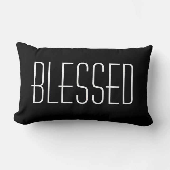 Coussin Rectangle Citation bénie Décorative noir et blanc (Recto)