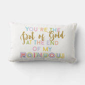 Coussin Rectangle Citation d'amour Arc-en-ciel Pot d'or Rose Bleu Ja (Verso)