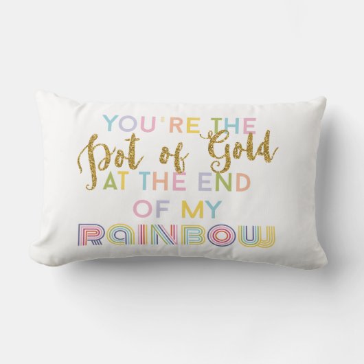Coussin Rectangle Citation d'amour Arc-en-ciel Pot d'or Rose Bleu Ja (Recto)