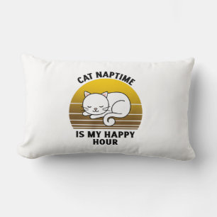 Coussin Rectangle Citation de chat drôle Cat naptime est mon happy h