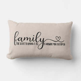 Coussin Rectangle Citation de famille de lin moderne Faux