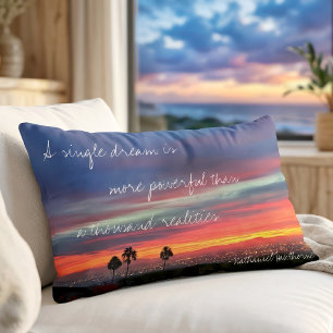 Coussin Rectangle Citation de rêve unique Orange Blue Sunset Photo