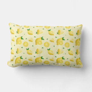 Coussin Rectangle Citron jaune et feuille