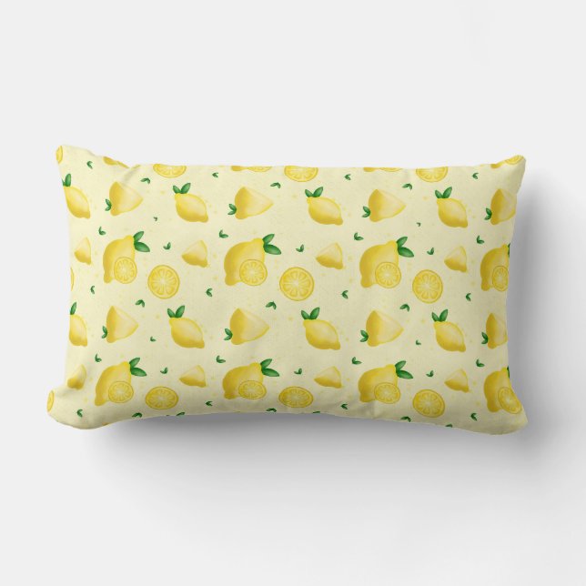 Coussin Rectangle Citron jaune et feuille (Recto)