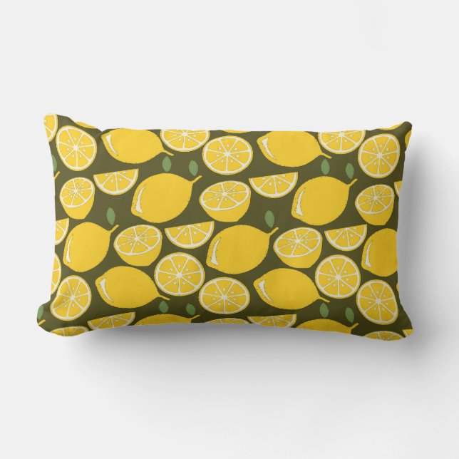 Coussin Rectangle Citron Jaune Moderne Amusant mignon (Recto)
