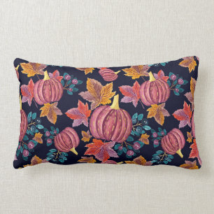 Coussin Rectangle Citrouille de la marine automnale Feuilles Motif d