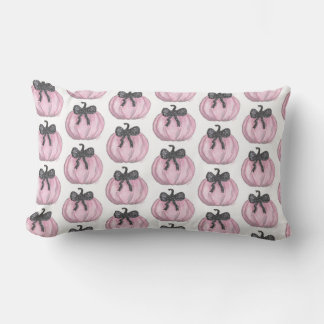Coussin Rectangle Citrouille rose avec arc noir