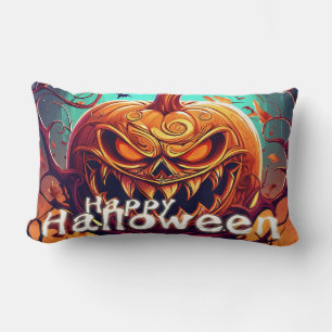 Coussin Rectangle Citrouille sinistre Chauves-souris Halloween Art