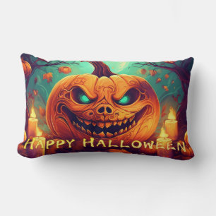 Coussin Rectangle Citrouilles aux Yeux Sarcelles Bougies Pleine Lune
