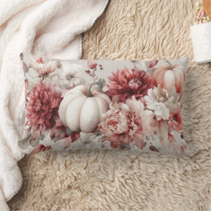 Coussin Rectangle Citrouilles d'automne et fleurs Motif d'automne