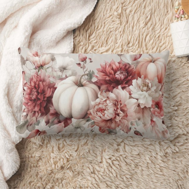 Coussin Rectangle Citrouilles d'automne et fleurs Motif d'automne (Couverture)